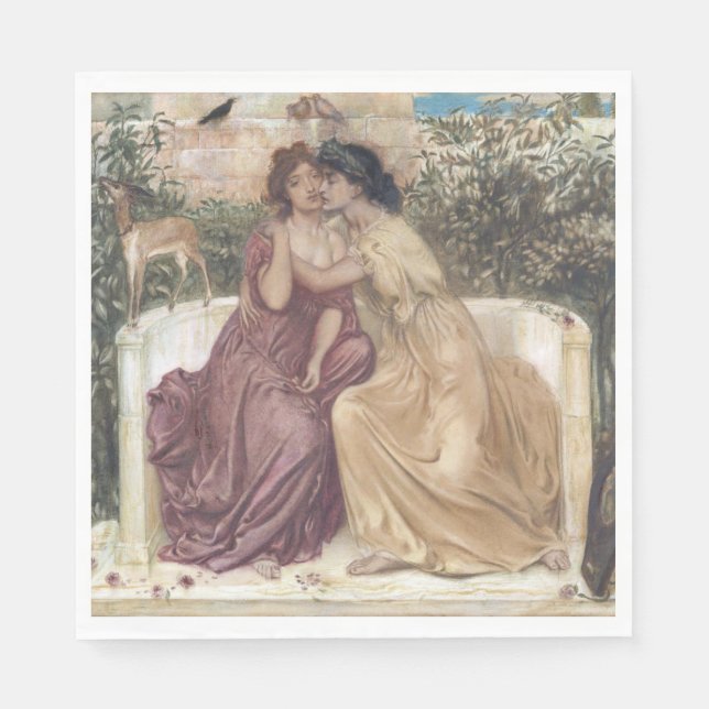 Guardanapo De Papel Sappho e Erinna em um Jardim Grego (Amor Lésbico) (Frente)