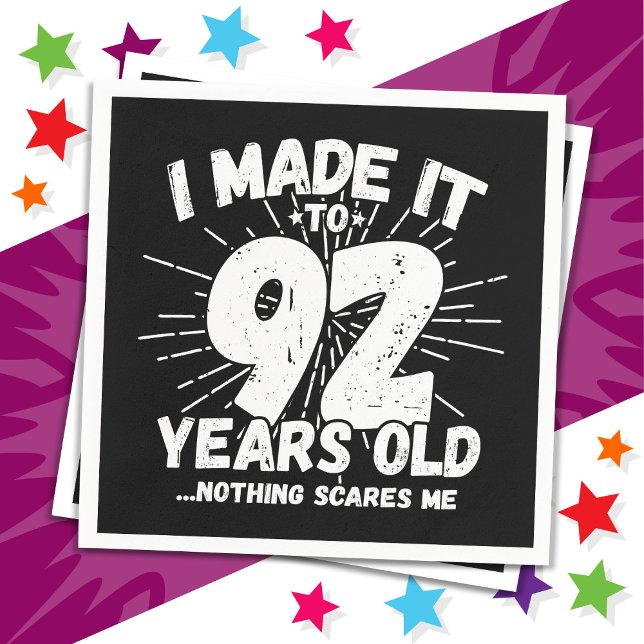 Guardanapo De Papel Sarcástico de 92 anos Meme Engraçado 92º aniversár (Criador carregado)