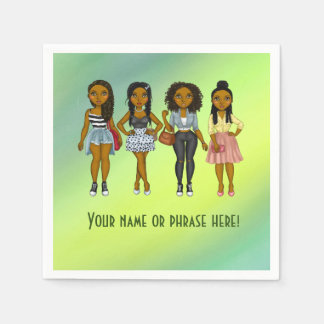Guardanapo De Papel Sassy Personalizado Diva Mulheres Verde Ombré