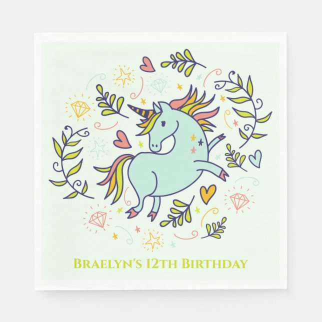 Guardanapo De Papel Sassy Unicorn Magical Birthday (Frente)
