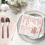Guardanapo De Papel Satin Jewel Sweet Sixteen Rose Gold ID260<br><div class="desc">This elegant Sweet Sixteen paper napkin features a giant,  rose gold faux-glitter '16' and ribbon over a satin effect background adorned with a pattern of hanging jewels. Specify your event details on the back using the custom template. Search ID260 to see other products with this design.</div>