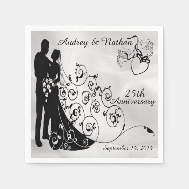 Guardanapo De Papel Satin Wedding Anniversário Personalizado Napkins (Frente)