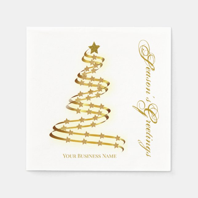 Guardanapo De Papel Saudações da Época Douradas Estrelas de Árvore Abs (Frente)