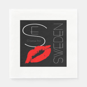 Guardanapo De Papel Saudações da Suecia Red Lipstick Kiss