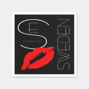 Guardanapo De Papel Saudações da Suecia Red Lipstick Kiss