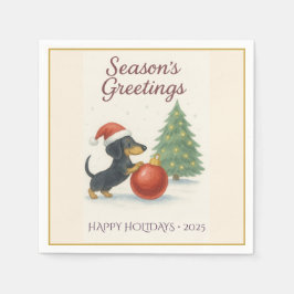 Guardanapo De Papel Saudações da temporada Dachshund Holiday Napkins