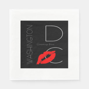 Guardanapo De Papel Saudações de Washington DC Red Lipstick Kiss