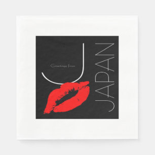 Guardanapo De Papel Saudações do Japão Red Lipstick Kiss