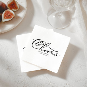 Guardanapo De Papel Saudações - Elegante Roteiro Preto e Branco Casam