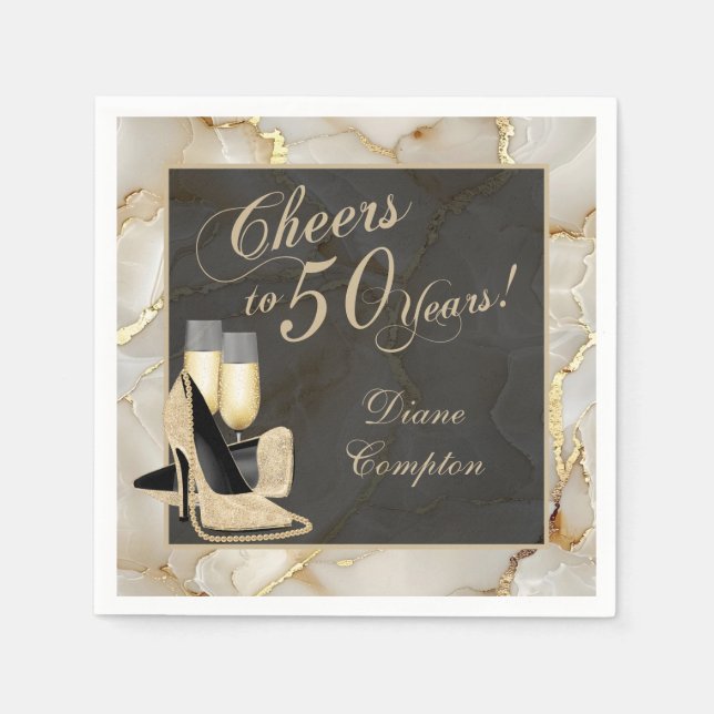 Guardanapo De Papel Saúde a 50 anos de champanhe Dourado (Frente)