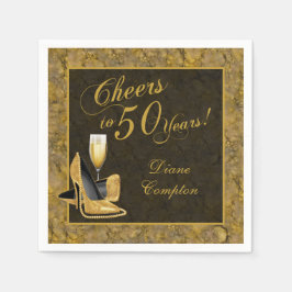 Guardanapo De Papel Saúde a 50 anos de preto Dourado