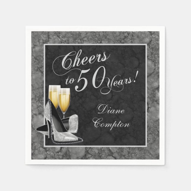 Guardanapo De Papel Saúde a 50 anos Prata e Preto (Frente)