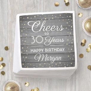 Guardanapo De Papel Saúde A Qualquer Ano De Aniversário Faux Wood E 