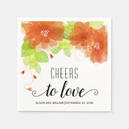 Guardanapo De Papel Saúde ao Amor, flores laranja, casamento floral