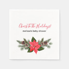 Guardanapo De Papel Saúde ao feriado de poinsettia vermelha pinecones