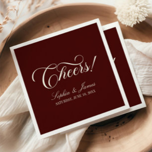 Guardanapo De Papel Saúde! Casamento Burgundy Marfim Vintage Elegante