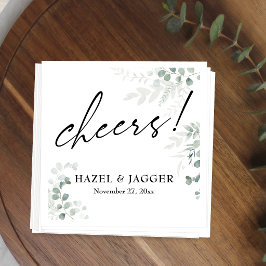 Guardanapo De Papel Saúde! Elegante Folhagem + Tipografia de Casamento