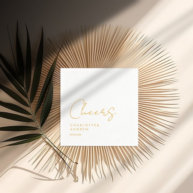 Guardanapo De Papel Saúde! Elegante, mínimo, manuscrito (Cheers! Customer specific elegant, minimal, handwriting wedding napkins.)