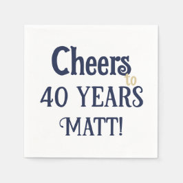 Guardanapo De Papel Saúde para 40 anos Aniversário Azul e Dourado Napk