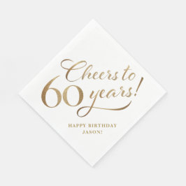 Guardanapo De Papel Saúde para 60 Aniversário Glitter e Dourado