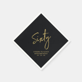 Guardanapo De Papel Saúde Sessenta | Festa de aniversário 60ª preto mo