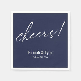 Guardanapo De Papel Saúde! Tipografia de Casamento Elegante Azul-Navy