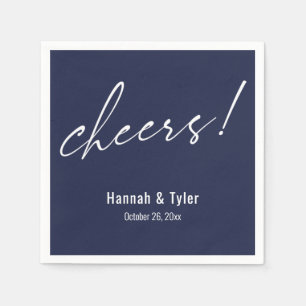 Guardanapo De Papel Saúde! Tipografia de Casamento Elegante Azul-Navy