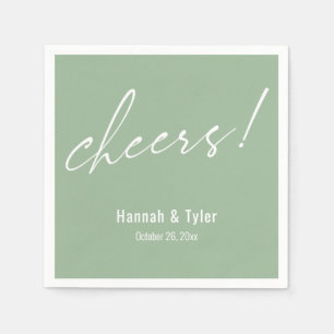Guardanapo De Papel Saúde! Tipografia de Casamento Elegante Verde Sage