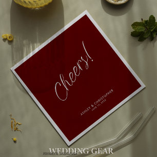 Guardanapo De Papel Saúde! Vermelho Carmesim Minimalista para Qualquer