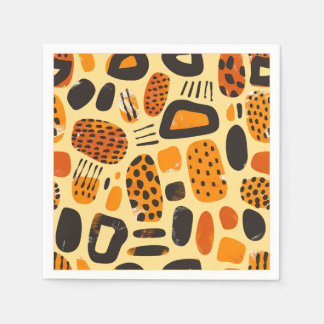 Guardanapo De Papel "Savanna Pop: Tribal Vibes em Laranja e Negro"