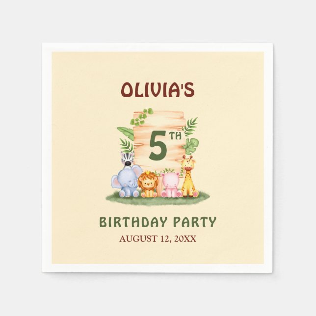 Guardanapo De Papel Savannah giraffe lion hippo zebra elefante (Frente)