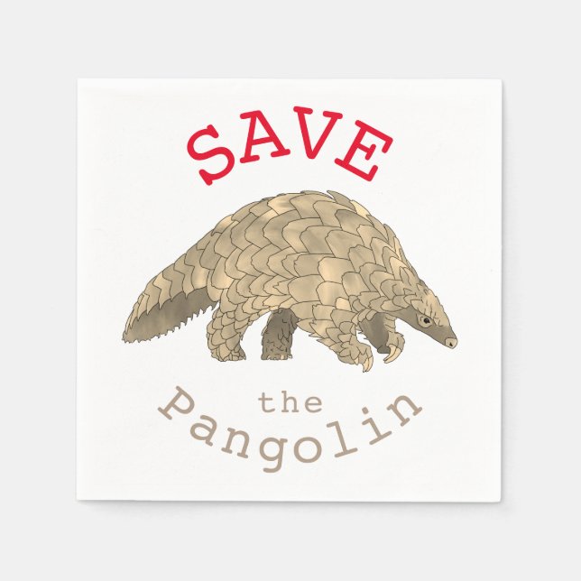 Guardanapo De Papel Save Pangolins Endangered Animal Rights Activism (Frente)