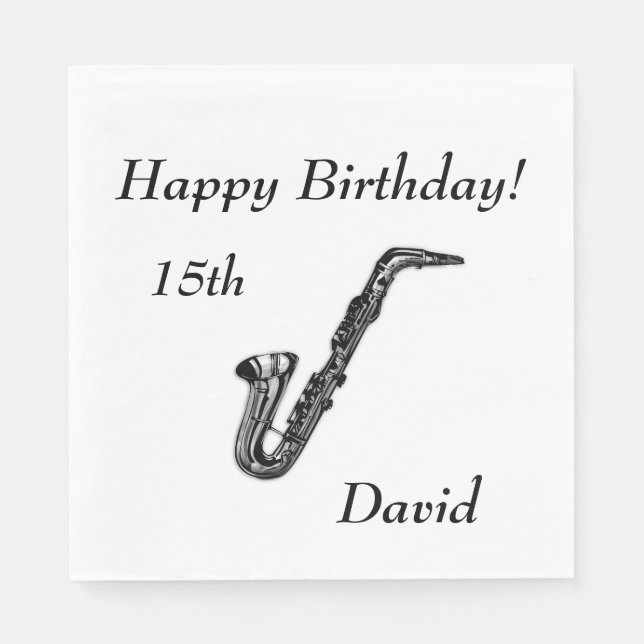 Guardanapo De Papel Saxofone Birthday (Frente)