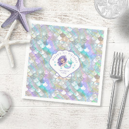 Guardanapo De Papel Scales Sereias Iridescentes Clam Shell V1 ID1144