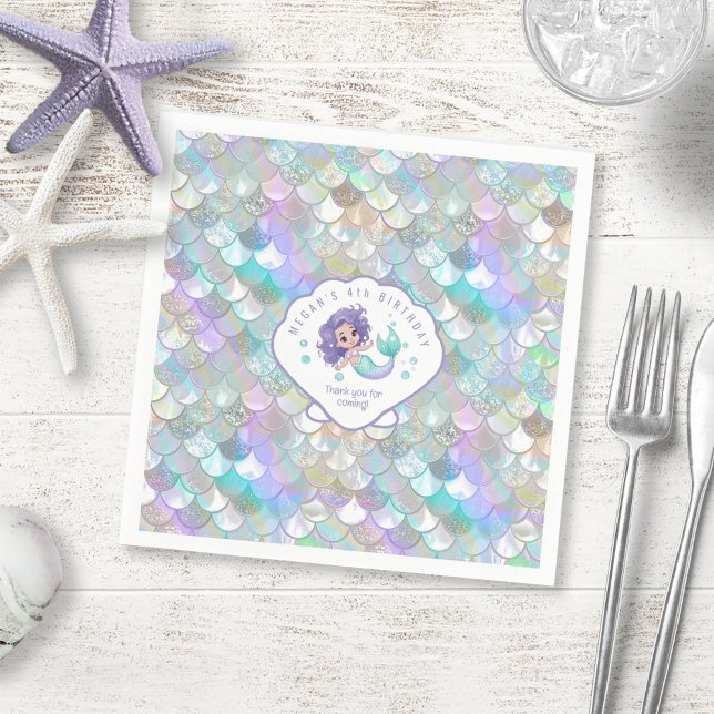 Guardanapo De Papel Scales Sereias Iridescentes Clam Shell V1 ID1144 (Criador carregado)