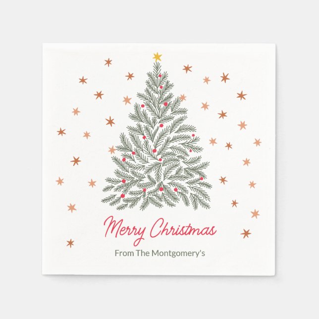 Guardanapo De Papel Scandinavian Folk-art Christmas Tree Family Name (Frente)