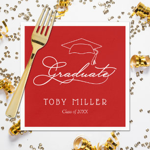 Guardanapo De Papel Scarlet Red Graduation Napkins, Script Elegante