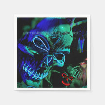 Scary Neon Teal Skulls Halloween