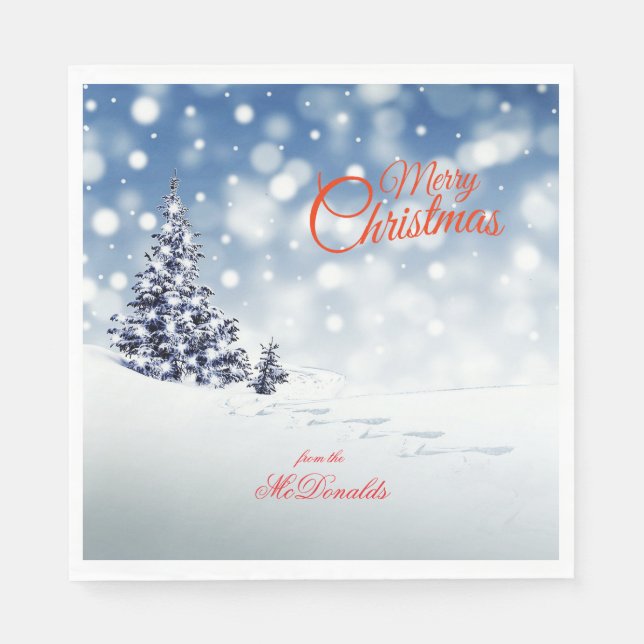 Guardanapo De Papel Scenic Snow and Christmas trees - Personalize (Frente)