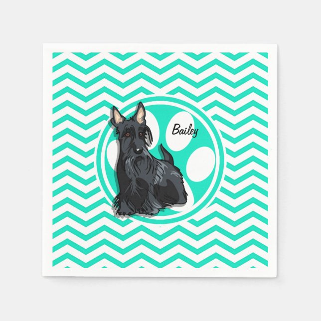 Guardanapo De Papel Schnauzer; Aqua Green Chevron (Frente)