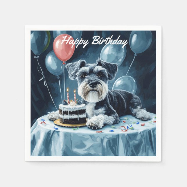 Guardanapo De Papel Schnauzer Birthday (Frente)
