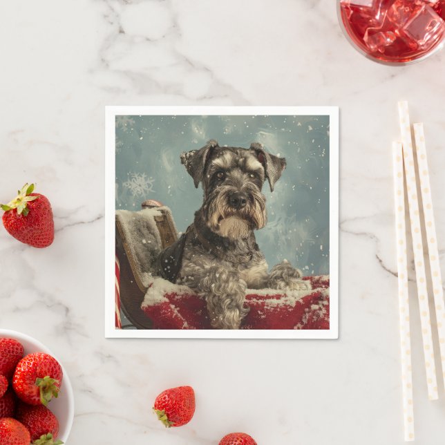 Guardanapo De Papel Schnauzer Cachorro Natal Festivo (Insitu)