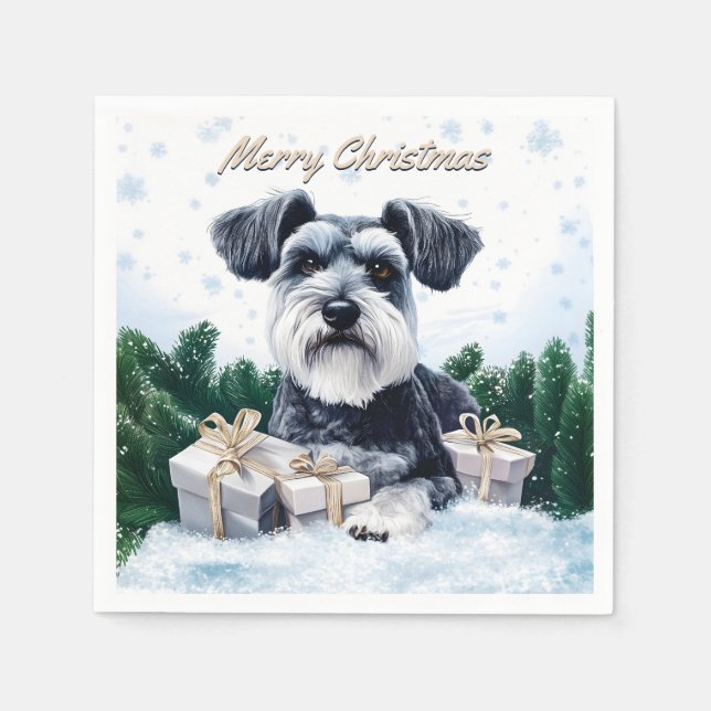 Guardanapo De Papel Schnauzer Christmas (Frente)