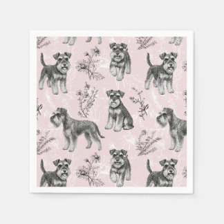 Guardanapo De Papel Schnauzer Miniatura Toile de Jouy Rosa Vintage