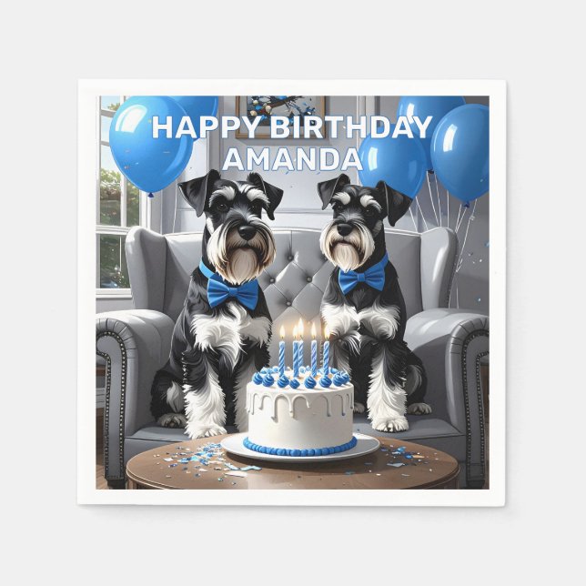 Guardanapo De Papel Schnauzers Birthday (Frente)