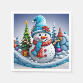 Guardanapo De Papel Schneemann in Winterlandschaft -