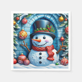 Guardanapo De Papel Schneemann mit Weihnachtsdeko -