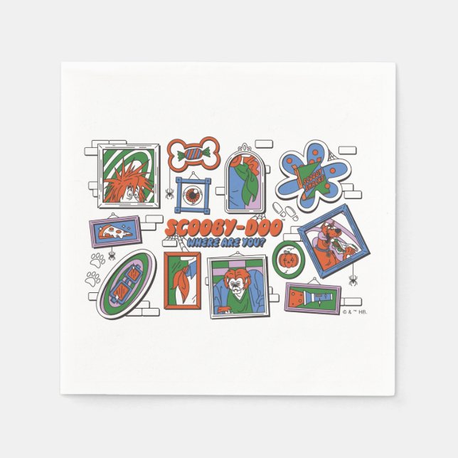 Guardanapo De Papel Scooby-Doo Wall of Halloween Picture Frames (Frente)