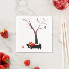 Guardanapo De Papel Scottie Dog e Robin Christmas Art