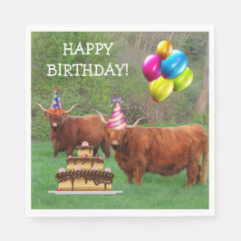 Guardanapo De Papel Scottish Highland Steer Birthday Paper Napkin